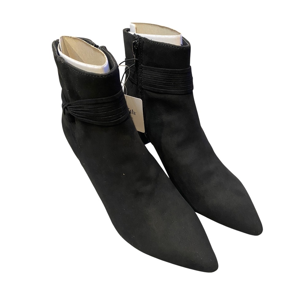East 5th Womens Black Faux Suede Pointed Toe‎ Kitten Heel Ankle Boots Size 6 NEW
